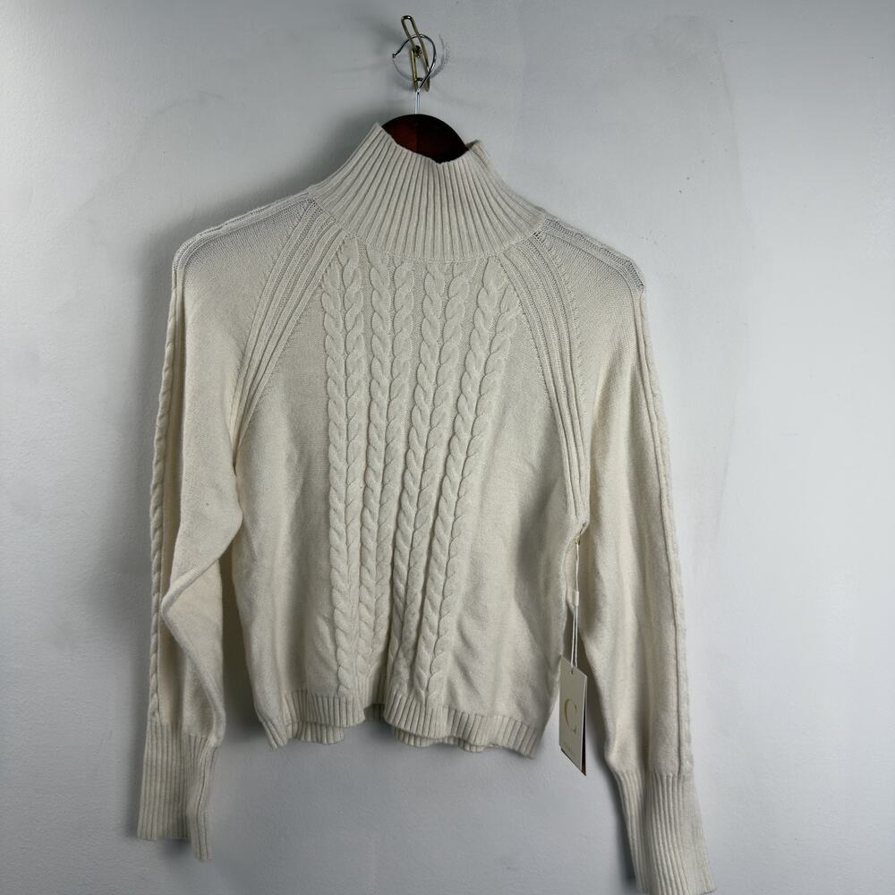 NWT Cyrus Mock Neck Cable Pullover Bone Color-Size M